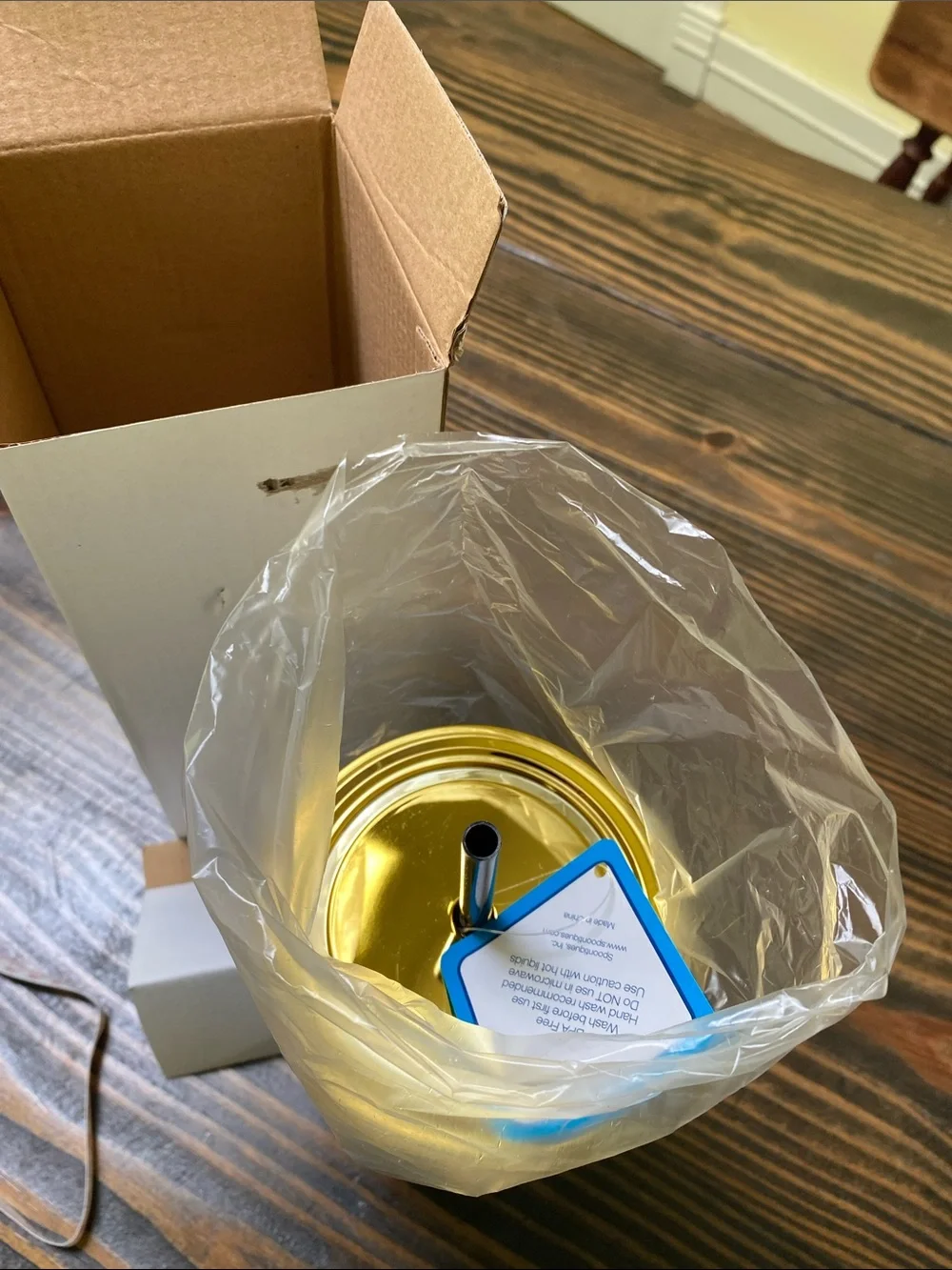 Peanuts Navy Blue Tumbler with Gold Lid NIB